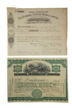 A late 19th Century US The Dickens Custer Mines Limited shares certificate together with a 1912