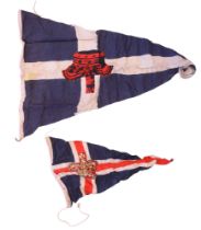 A pair of Victorian yacht club pennants, one piece cotton, 92 cm long