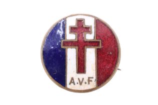 A Second World War "Amis des Voluntaires Francais" friends of the Free French Forces enamelled lapel