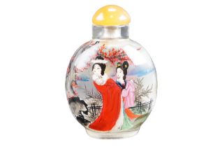A Chinese internally painted glass snuff bottle, 8 cm tall