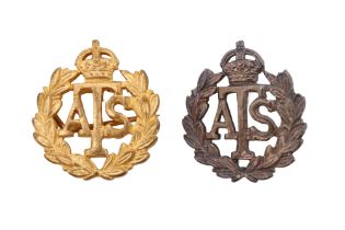 An early ATS member's numbered lapel badge together with a similar brooch