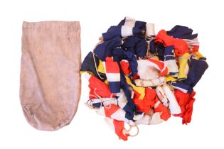 33 early 20th Century maritime / naval multi-piece cotton signalling pennants in original bag