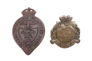 Rochester Volunteer Corps and Carnarvonshire Volunteer Regiment VTC cap badges
