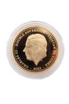 The "2023 King Charles III Greatest Monarchs Gold Proof Double Sovereign", in presentation case with