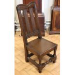 A quality reproduction late 17th Century carved oak child's backstool, 83 cm