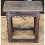 An oak joint stool, 17th Century and later, 48 x 27 x 48 cm