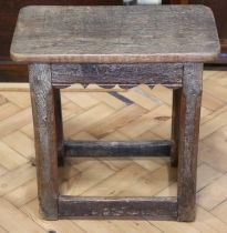 An oak joint stool, 17th Century and later, 48 x 27 x 48 cm
