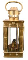 A vintage brass ship's oil lamp, 31 cm