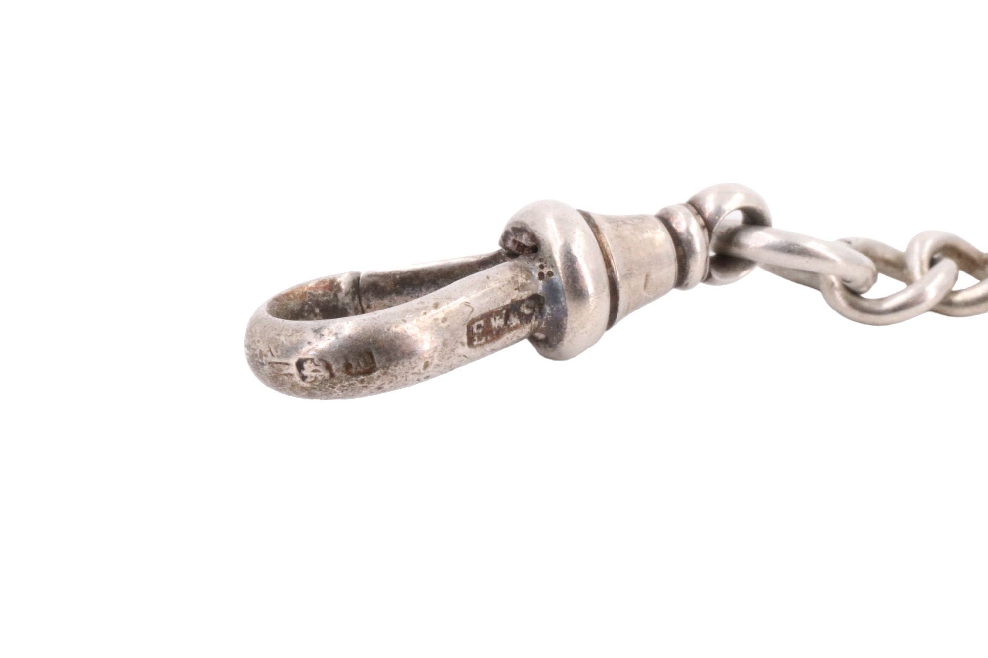 A late 19th / early 20th Century silver graduated curb link watch chain, with T-bar and swivel, 30 - Image 3 of 4