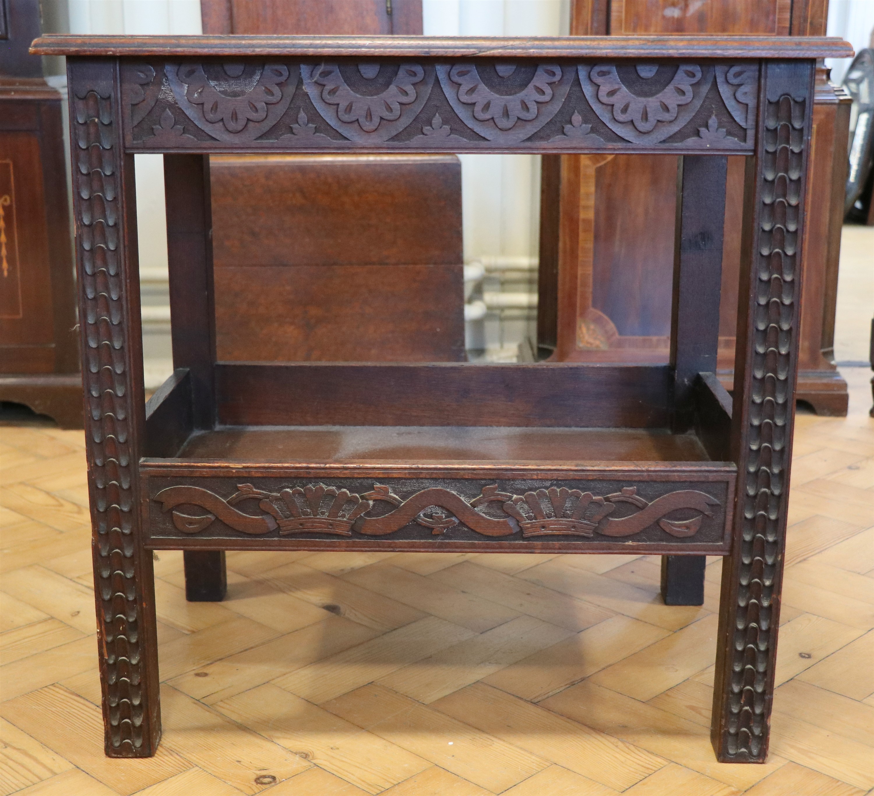 A Victorian Scottish carved mahogany occasional table, the carved top incorporating cross and - Image 3 of 3