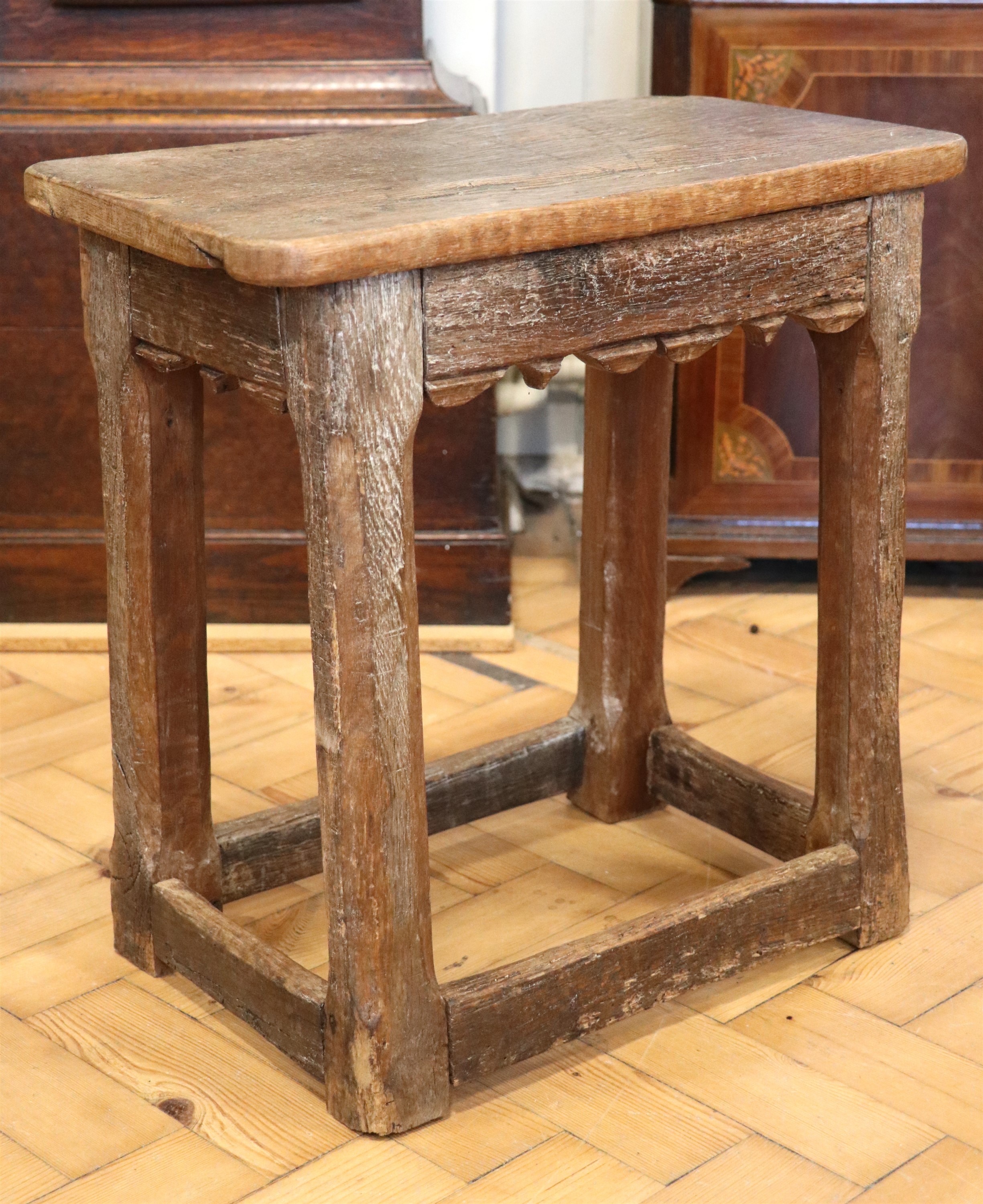 An oak joint stool, 17th Century and later, 48 x 27 x 48 cm - Image 2 of 2