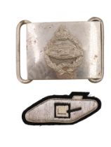 A Royal Tank Regiment buckle and arm badge