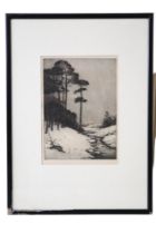 John George Mathieson (Scottish, exh 1918-1940) "Trees Doune", a rural study of towering pines