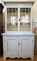 A Victorian glazed and painted pine kitchen cabinet, 114 x 57 x 201 cm