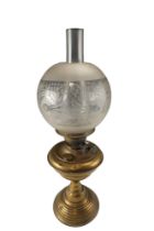 A brass oil lamp, 56 cm