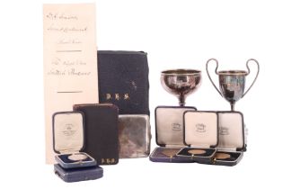 A commission document, military sports medals and personal effects of 2nd Lieutenant David Simson,