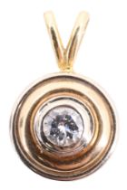 A contemporary diamond solitaire pendant, the brilliant cut stone of approx 0.25 cat, bezel set