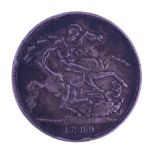 An 1889 silver crown coin