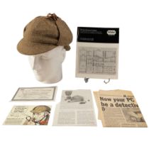 A Failsworth green herring-bone wool deerstalker hat worn by Peter Cushing as Sherlock Holmes,