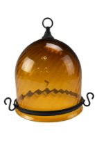 A pendant amber glass lamp shade, 26 cm