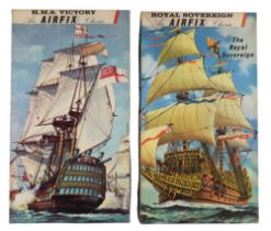 Two Airfix model ship kits, HMS Victory and The Royal Sovereign