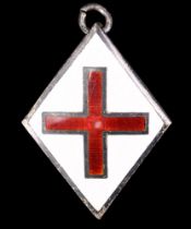 A Masonic Societas Rosicruciana in Anglia / SRIA enamelled silver jewel / medallion, 45 mm x 34 mm