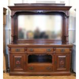 A late 19th / early 20th Century walnut mirror backed sideboard, 184 x 59 x 221 cm