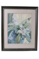 Patricia Bille (Contemporary) A verdant still life depicting a potted plant, signed, in card mount