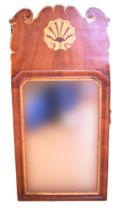 An old reproduction mid 18th Century walnut wall mirror, 67 x 32 cm