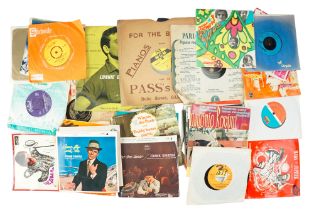 A group of vinyl LP records and singles, including Frank Sinatra, Stevie Wonder, Lonnie Donegan,