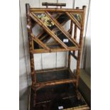 19th Century bamboo and chinoiserie decorated magazine rack with undertier, 85cms high x 45cms