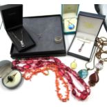 Small quantity of various costume jewellery including silver pendants, silver ring etc.