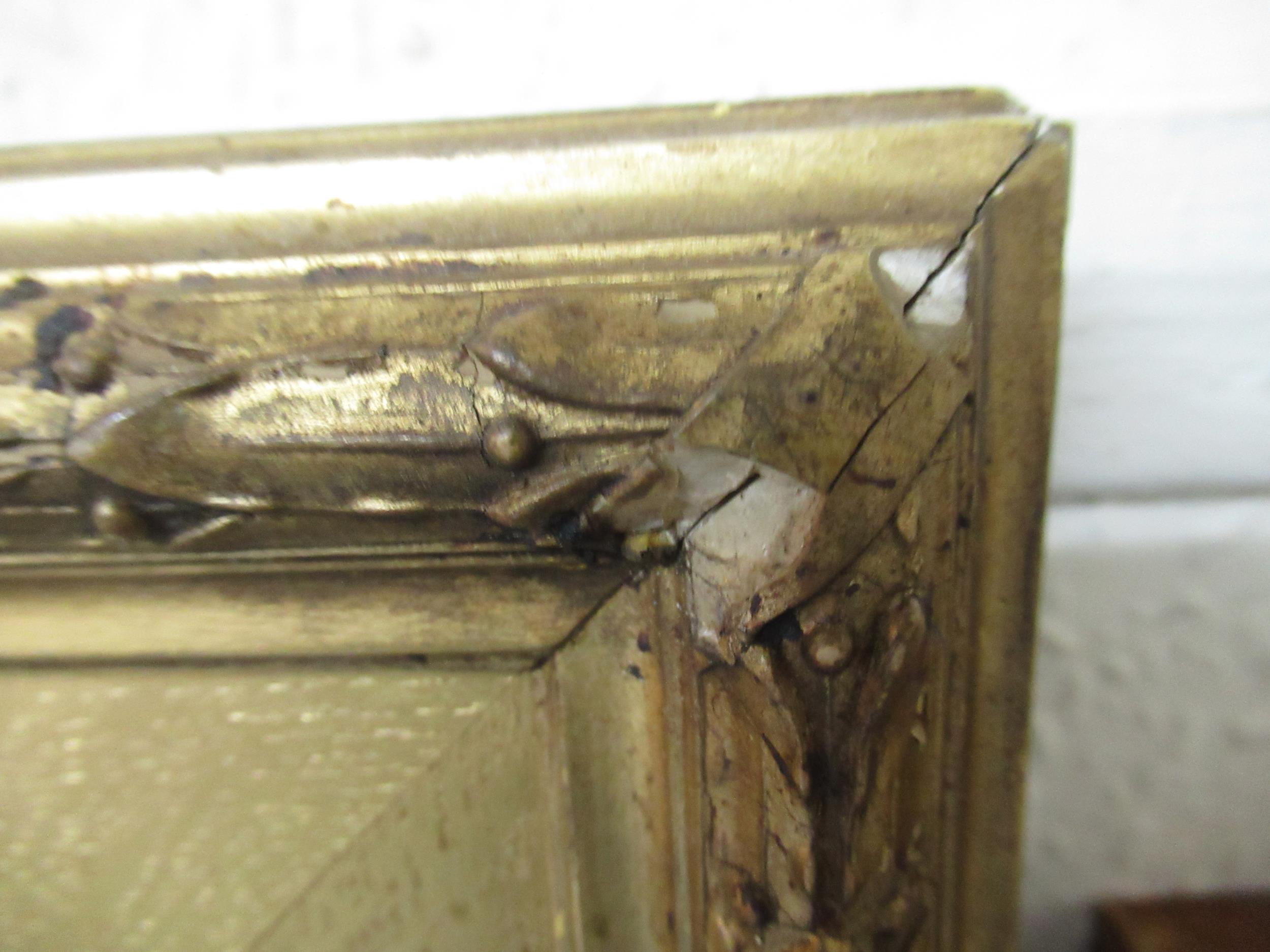 19th Century gilded oak and composition picture frame, 57cms x 39cms rebate Some small chips - Image 4 of 7