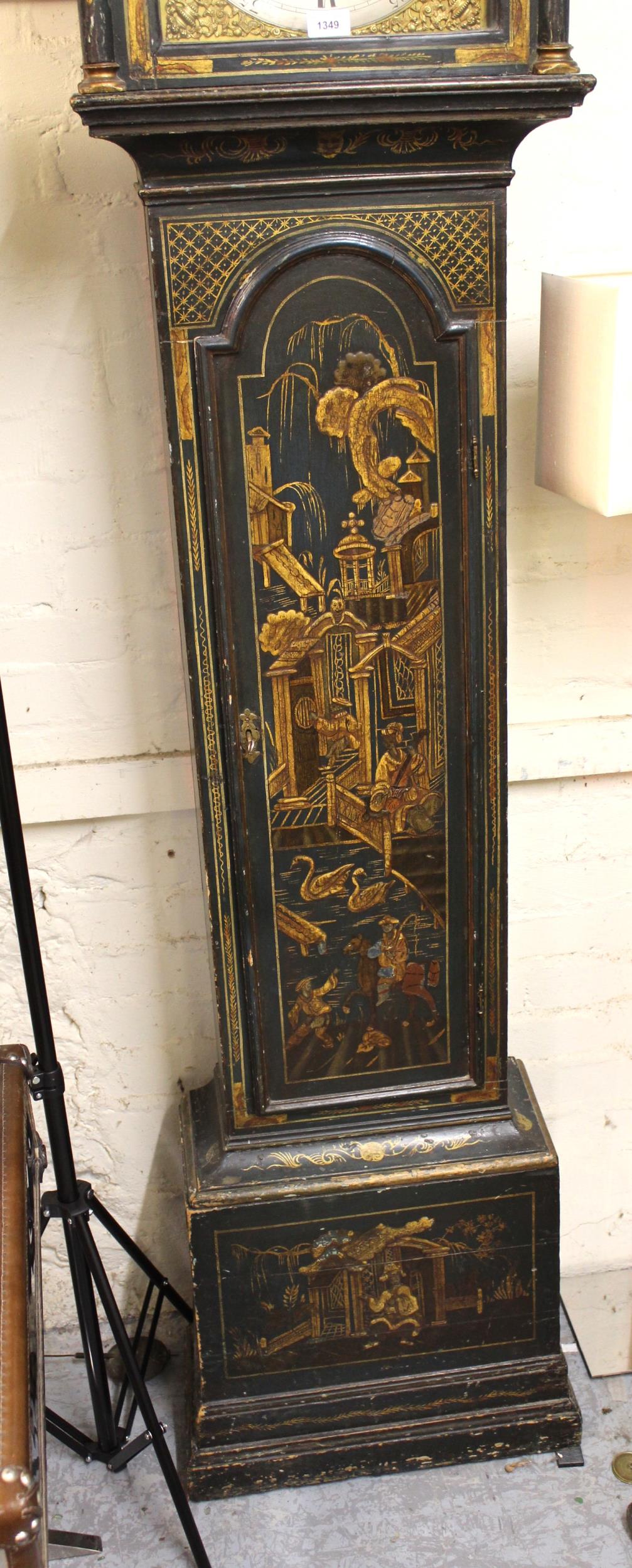 John Hewkley, 18th Century chinoiserie longcase clock, the pagoda top hood enclosing a brass dial - Image 2 of 20