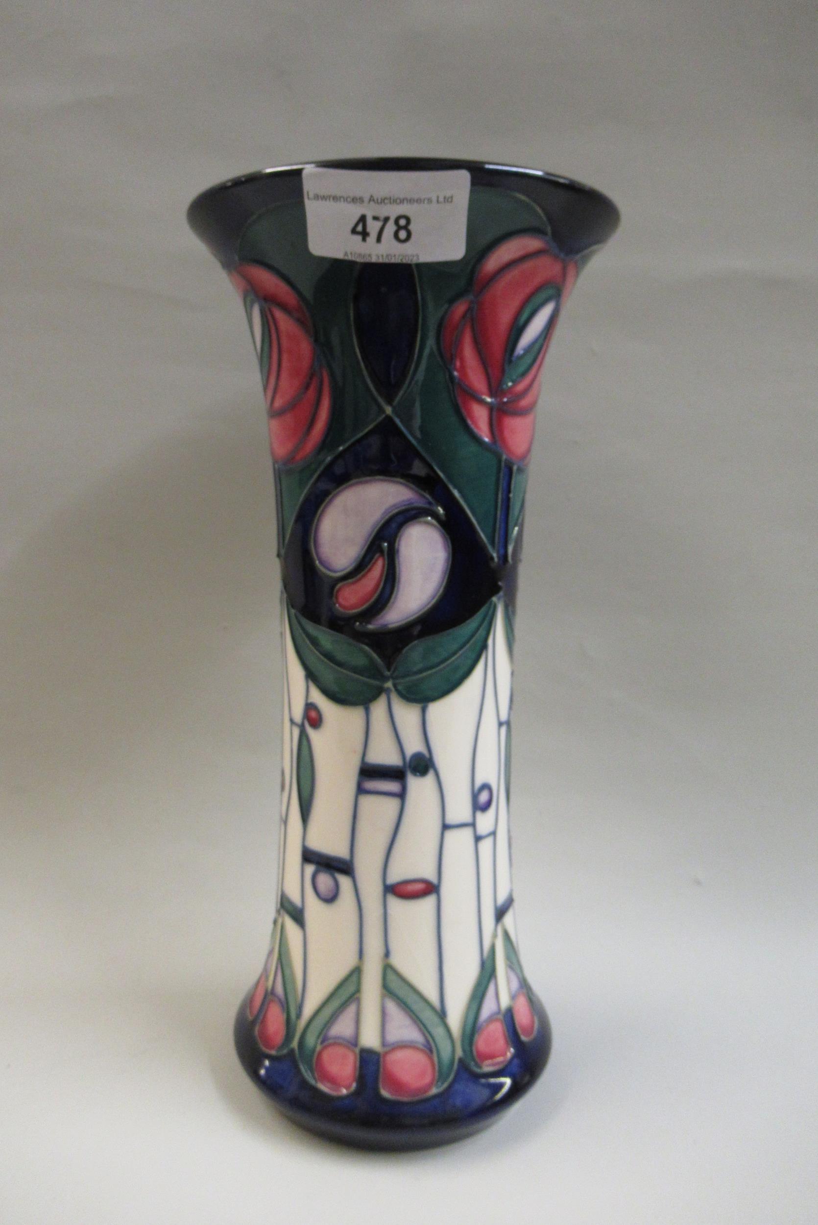 Late 20th Century Moorcroft floral tubeline decorated baluster form vase with original box, 17cms