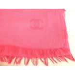 Chanel, ladies cashmere and silk pink shawl (at fault) Some holes