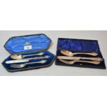 Good quality Victorian London silver Christening set in fitted box, together with another
