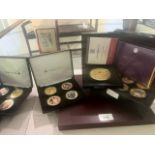 Cased set of Limited Edition British gold plated, cupro nickel coins and bank notes, and three