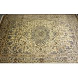 Modern Nain carpet with a medallion and all-over floral design on an ivory ground with borders, 3.