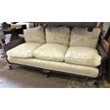 Early 20th Century mahogany three seat Bergere sofa, 188cms wide approximately