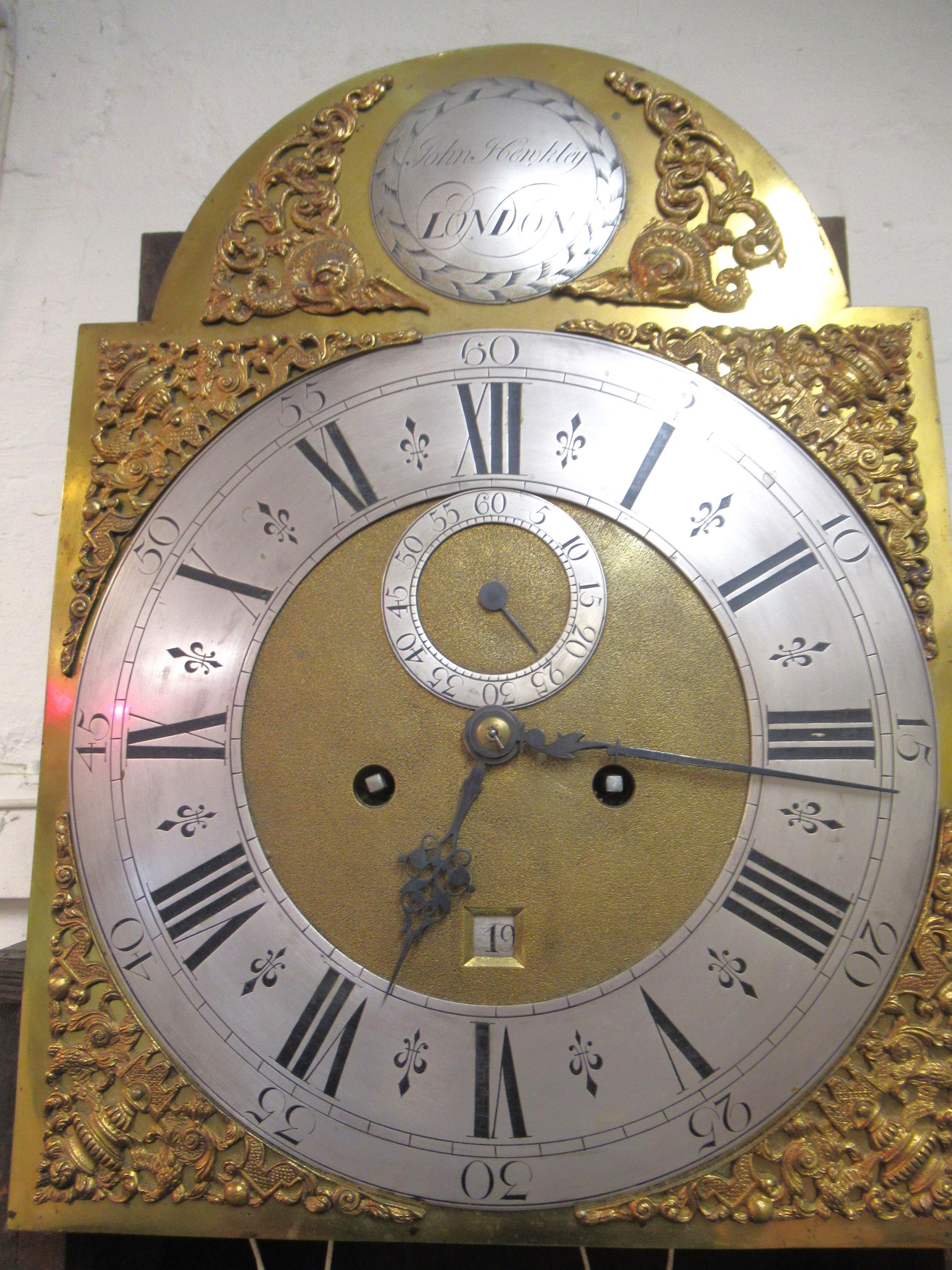 John Hewkley, 18th Century chinoiserie longcase clock, the pagoda top hood enclosing a brass dial - Image 17 of 20