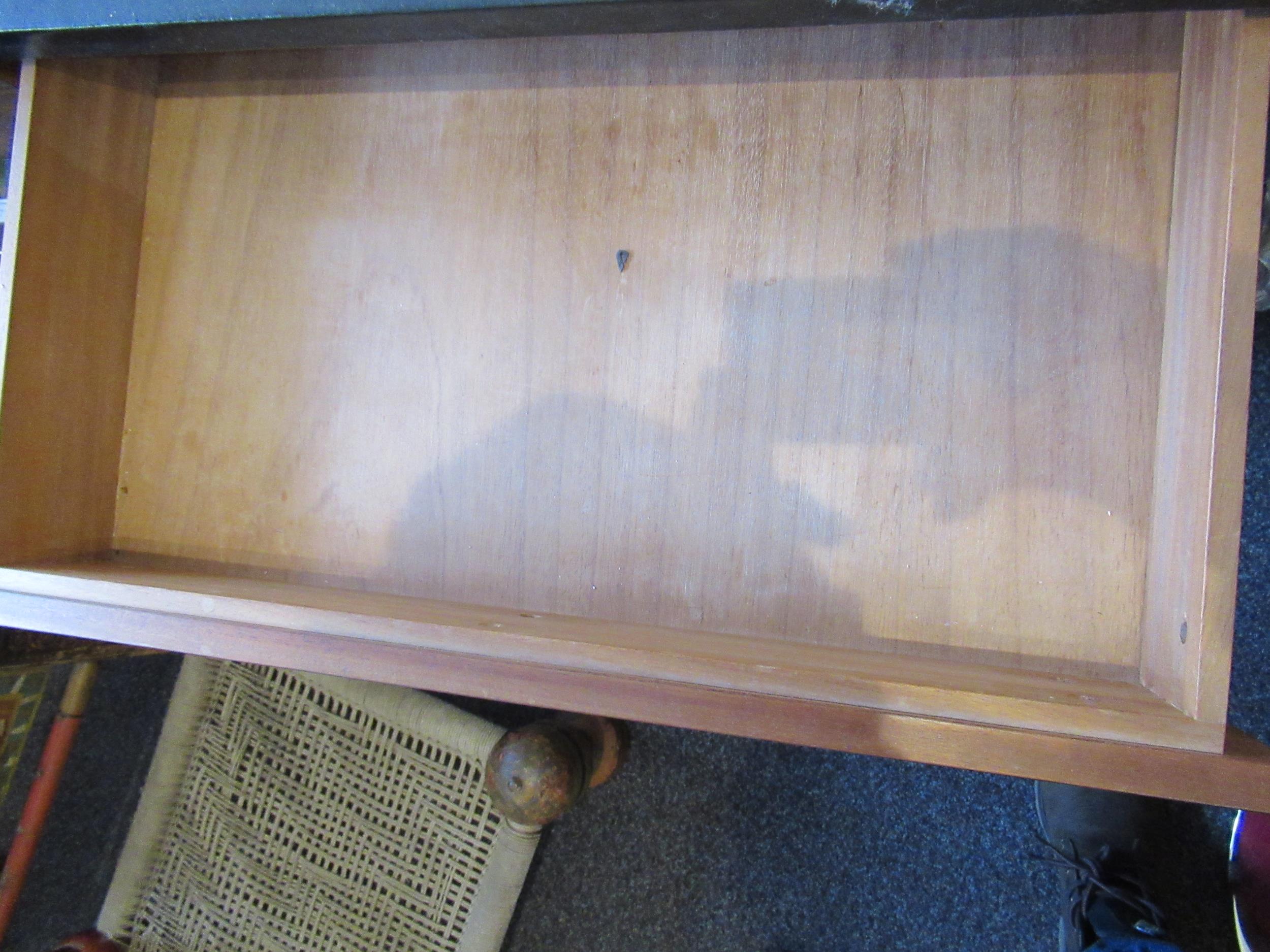 Mid 20th Century polished steel and hardwood two drawer writing table, 127cms wide Steel would - Image 4 of 8