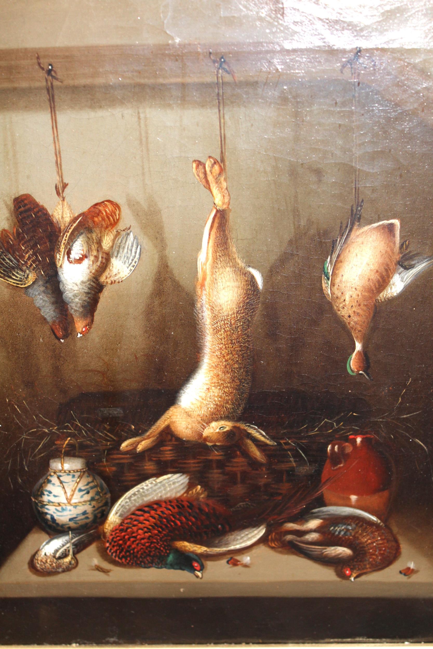 Manner of Benjamin Blake, a pair of oil paintings on canvas, still life, dead game, seafood and eggs - Image 3 of 4