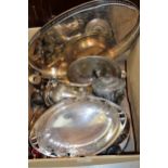 Quantity of miscellaneous silver plated items including an oval galleried tray, various hollow