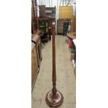 Early 20th Century mahogany hexagonal baluster form lamp standard, together with a similar table