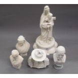 Small Parian ware bust of Queen Victoria, 17cms high, another of Gladstone on later plinth,