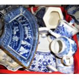 Large quantity of 19th and 20th Century English blue and white transfer printed pottery
