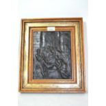 19th Century dark patinated bronze plaque depicting the descent from the cross, 23 x 18cms, framed