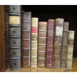 Group of nine antique leather bound books, including Tennyson ' The Princess ', ' Families of