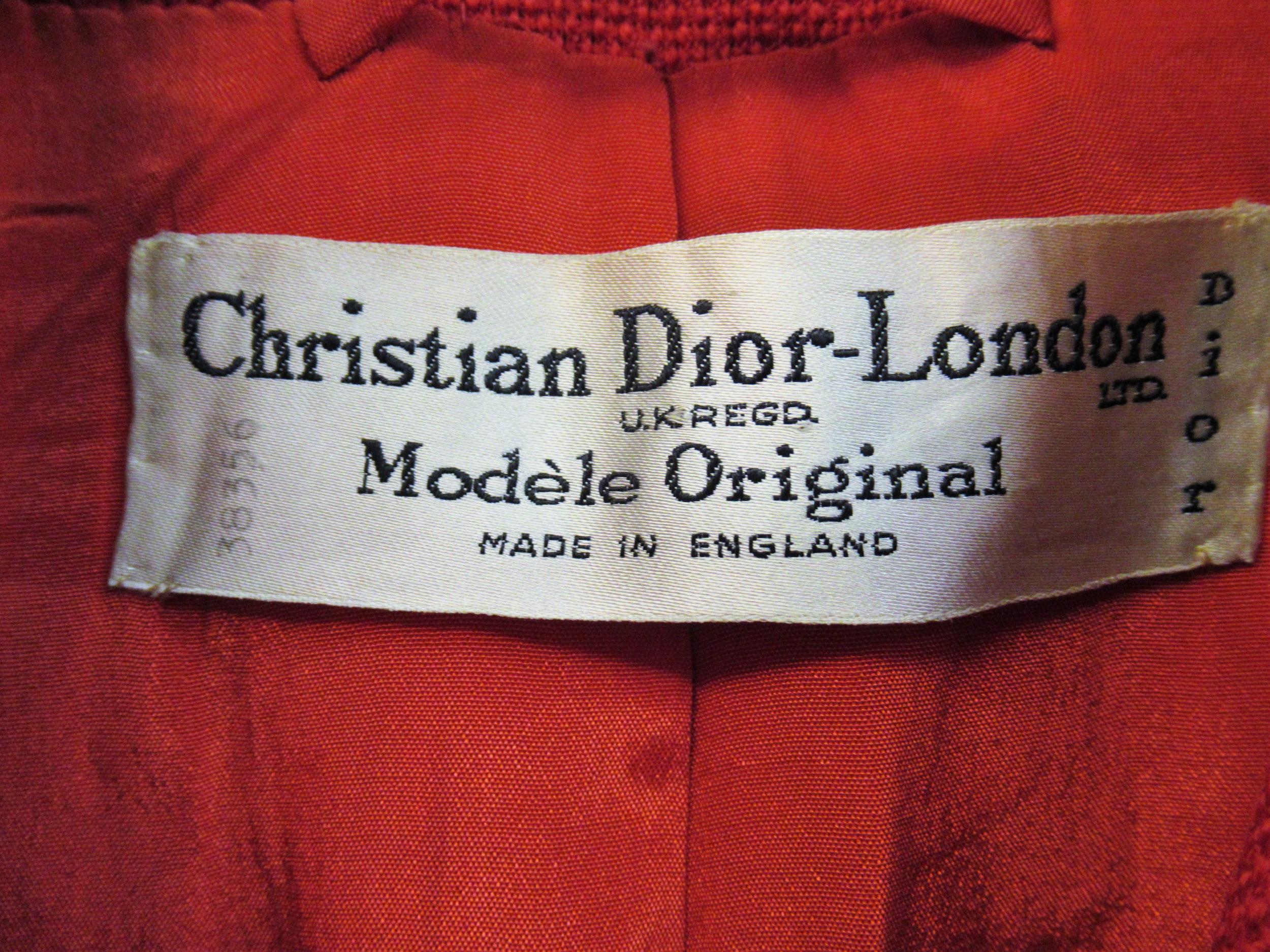 Christian Dior for Harrods, ladies red jacket, size 12 Has a couple of minor pulls and a very - Image 2 of 6